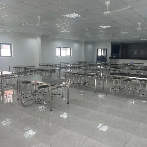 Alternative view of Bàn ăn công nghiệp có giá treo ghế Inox